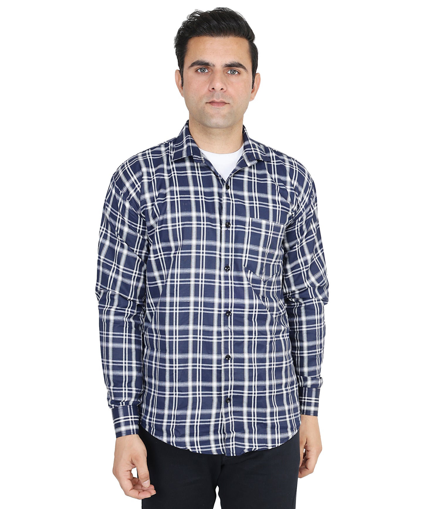 Black color checkered shirt for men