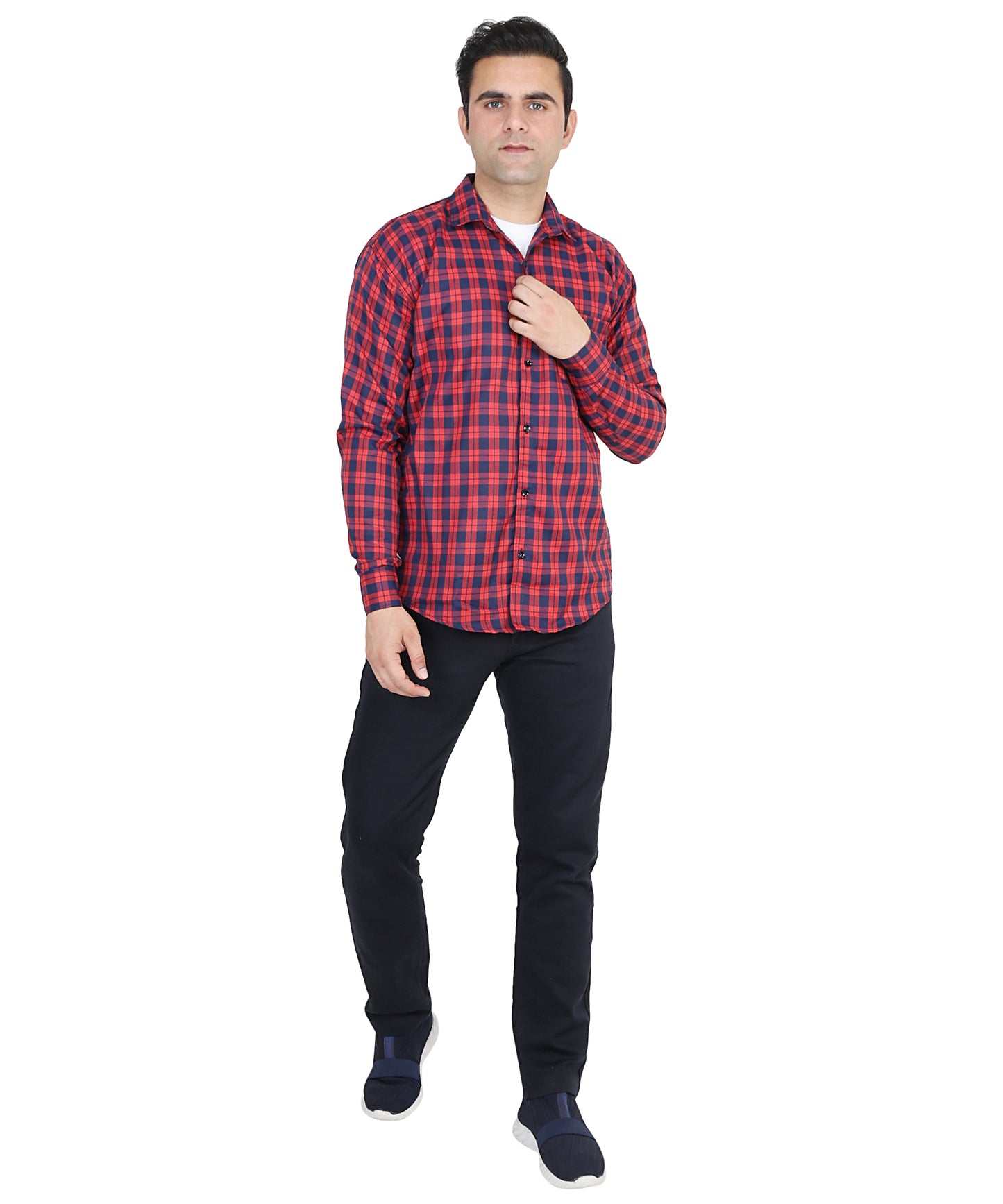 Red color checkered shirt for men