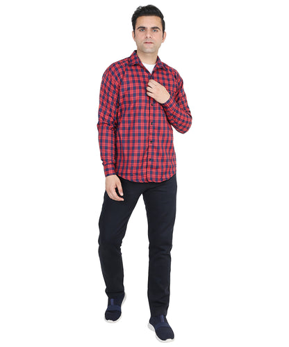 Red color checkered shirt for men
