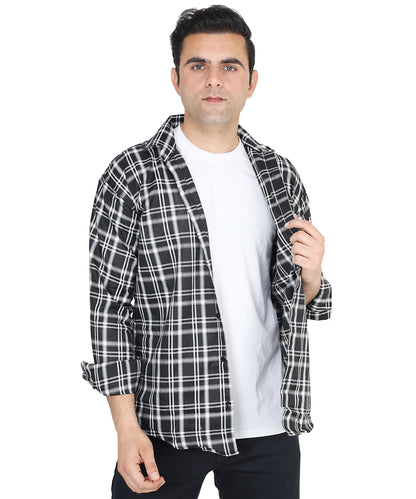 Black color checkered shirt for men