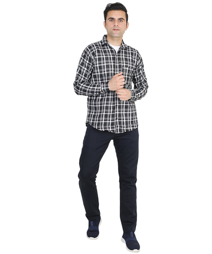 Black color checkered shirt for men