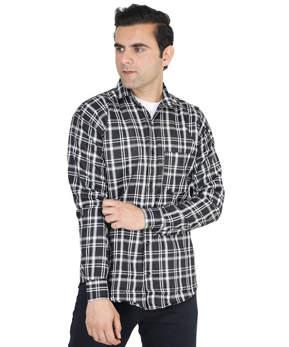 Black color checkered shirt for men