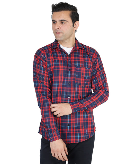 Red Blue color checkered shirt for men